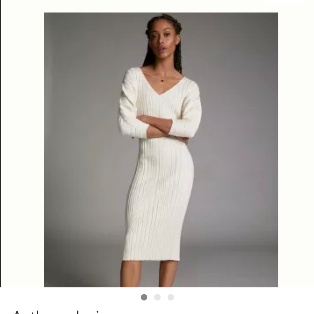 Anthropologie Ivory Striped Midi Dress